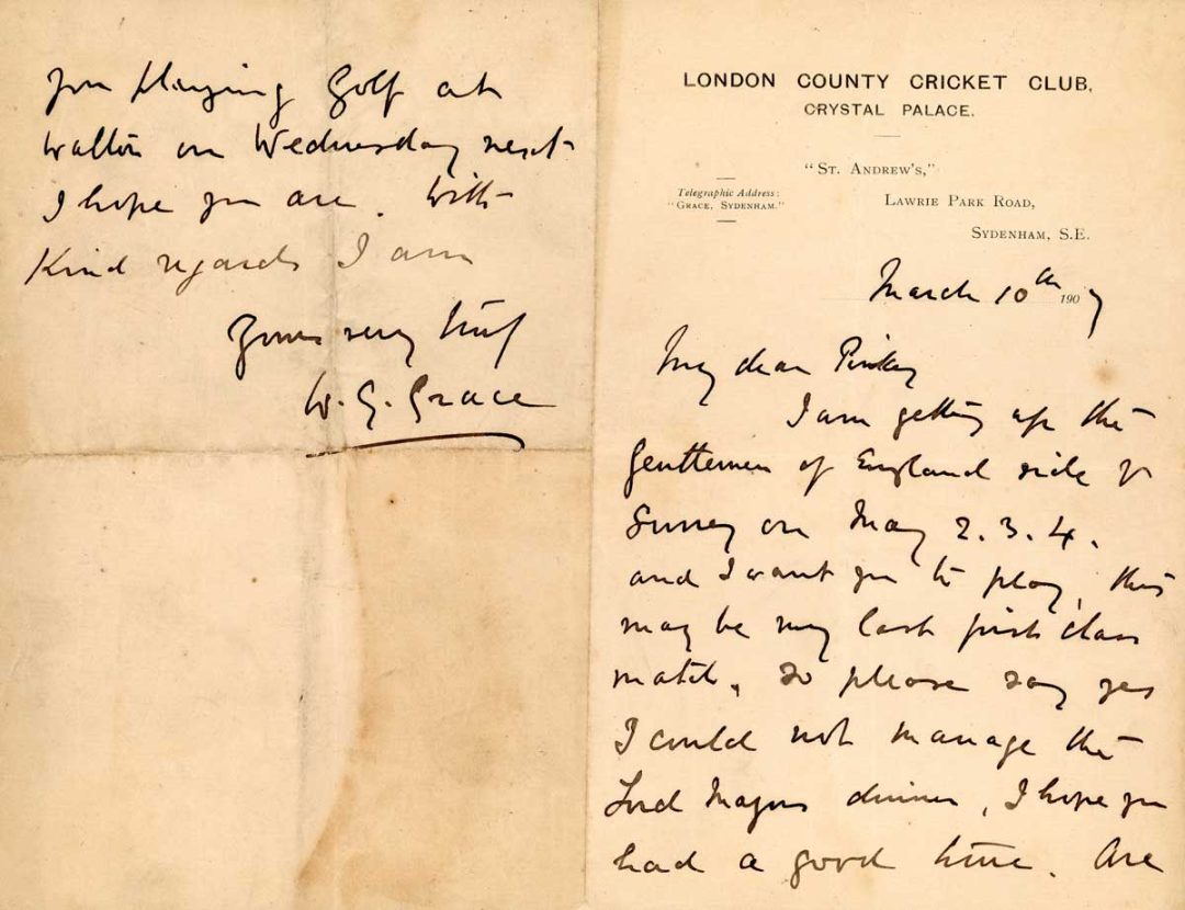 Letter to CJ Burnup form WG Grace
