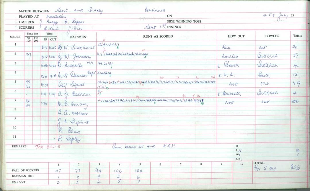 Cowdrey MC 100th 100 scorebook
