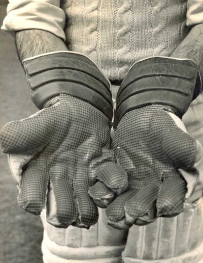 Godfrey Evans shows how to take the ball