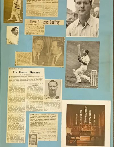 Newspaper cuttings from the career of Godfrey Evans compiled by a supporter
