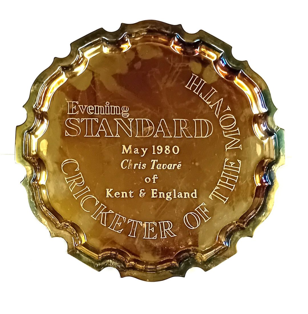 Silver salver awarded to Chris Tavare in 1980 as Cricketer of the Month
