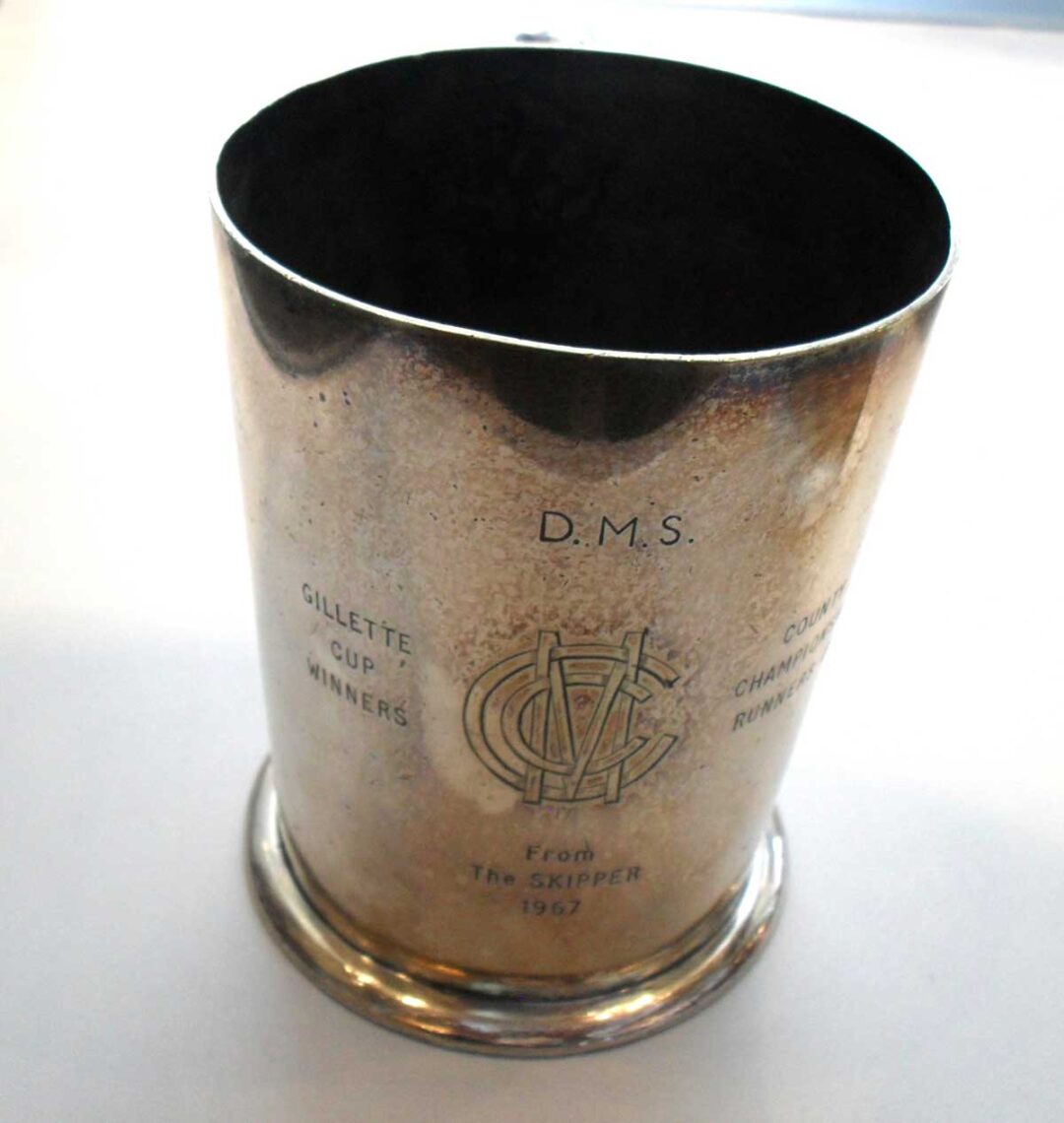 DM Sayer silver tankard given by Colin Cowdrey to mark Kent's victory in the 1967 Gillette Cup Final