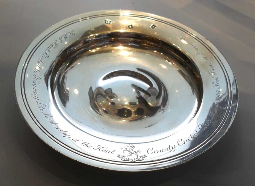 HMS Kent salver presented by Kent CCC on nominating the vessel as a Life Member
