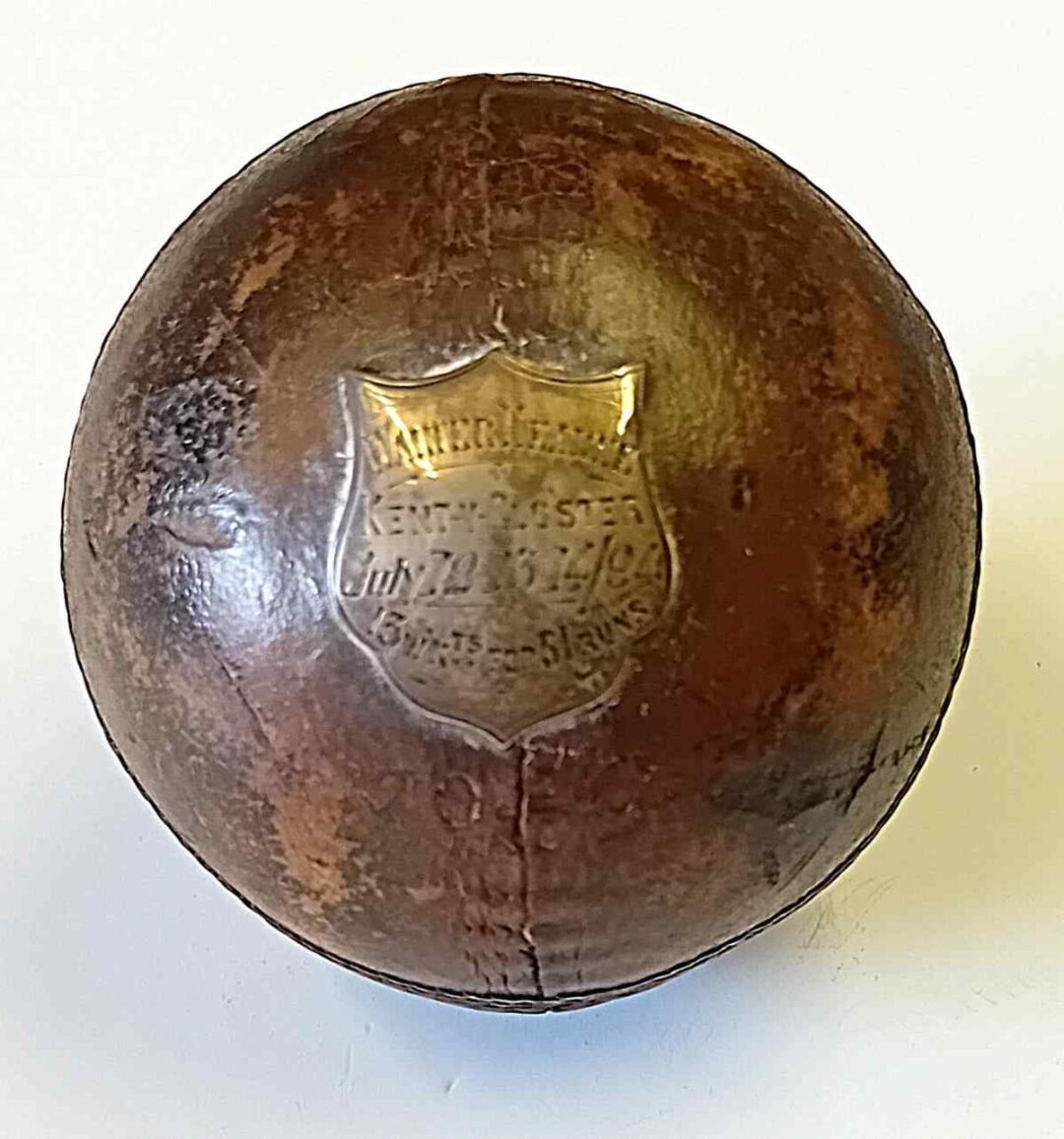 Ball used by Walter Hearne when taking 13 wickets in a match in 1894