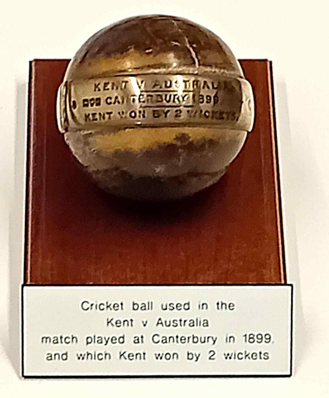 Ball used during the match against Australia in 1899, won by Kent
