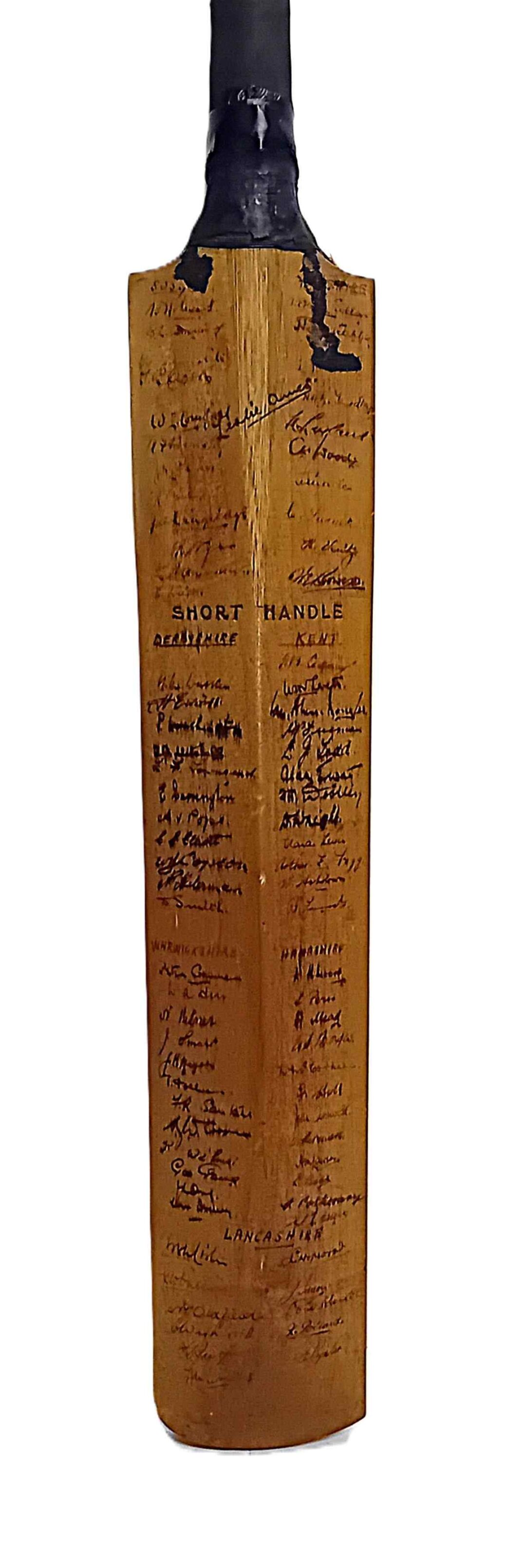 Bat signed by many County Cricketers from the 1930s