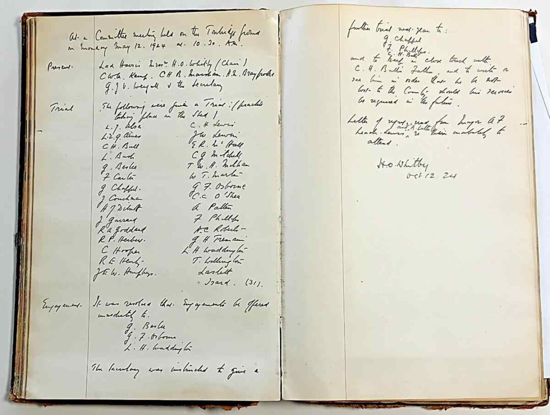 Extract from a meeting of the Young Players Sub-Committee 1924