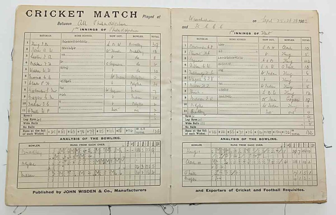 Extract of the Kent Scorebook, tour of North America 1903