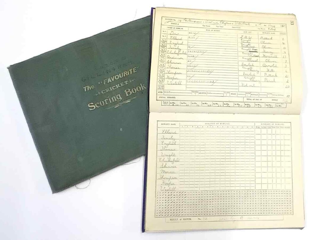 Gillingham CC scorebooks from the 1920s, kindly donated to the Kent Cricket collection